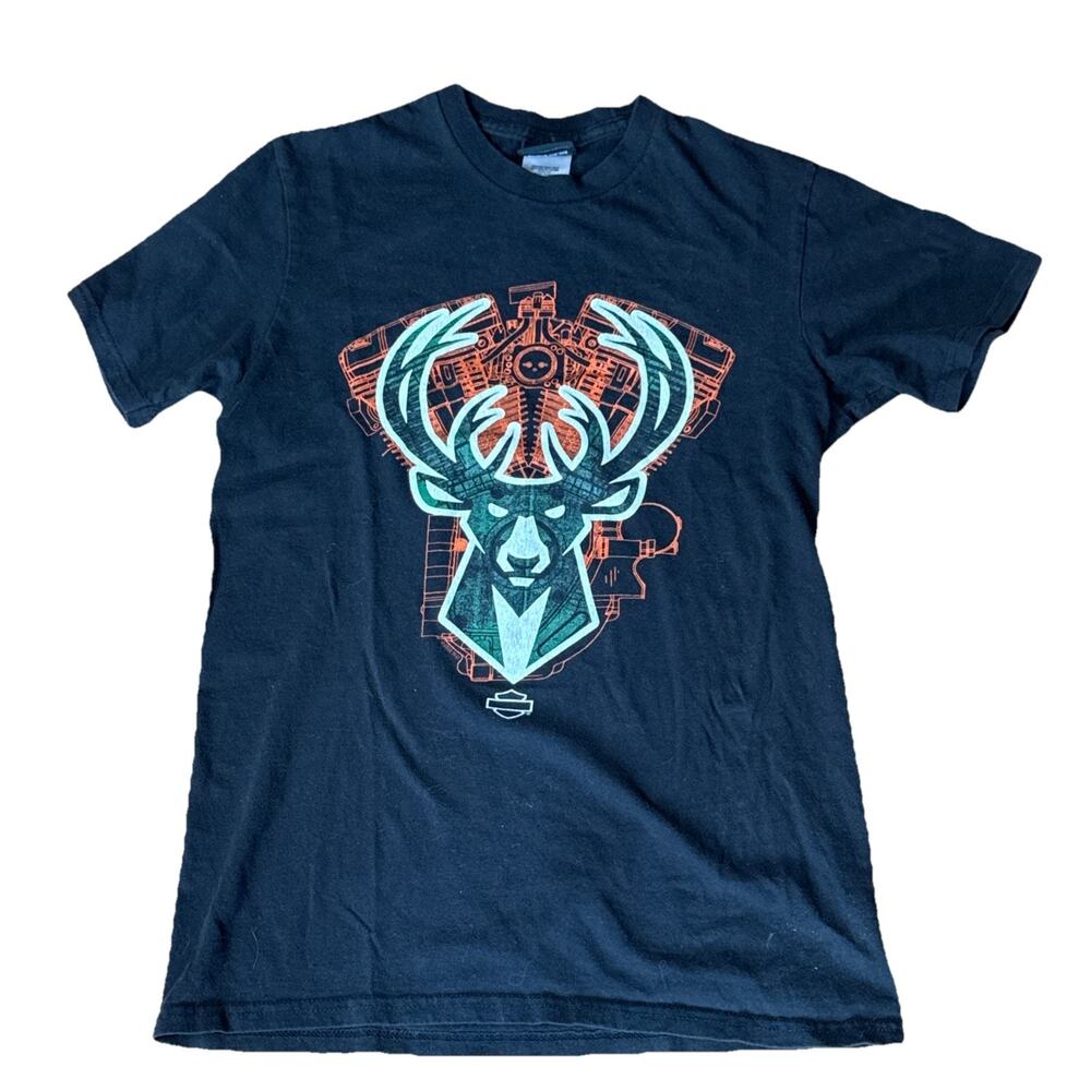 Harley Davidson Shirt Youth Small Black‎ Milwaukee Bucks NBA Basketball Giannis